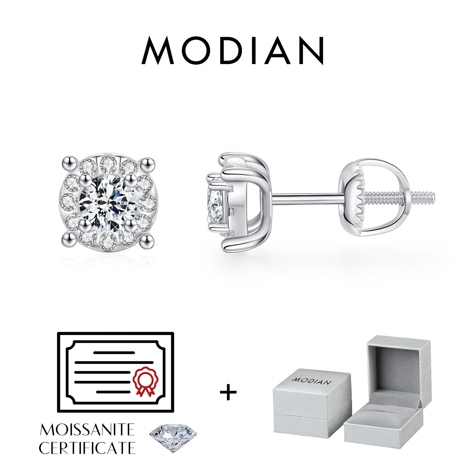 

D Color Moissanite Stud Earrings Round Cut Lab Created Diamond 925 Sterling Silver Silver Bridal Jewelry For Women Gifts