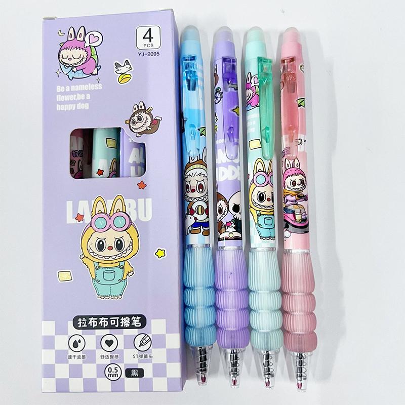 4 szt. Kreatywny Kreskówkowy Długopis Ścieralny Labubu Długopisy Żelowe Długopis Ścieralny dla Uczniów Artykuły Biurowe Artykuły Papiernicze dla Uczniów Prezenty