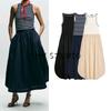 Autumn New Women Clothes Round Neck Sleeveless Vest Poplin Patchwork Midi Dress 8372046 8351224