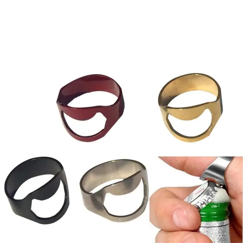 Stainless Steel Ring-Style Mini Can and Bottle Opener – Compact Finger Opener for Beer Bottles and Cans, Kitchen & Bar Tool