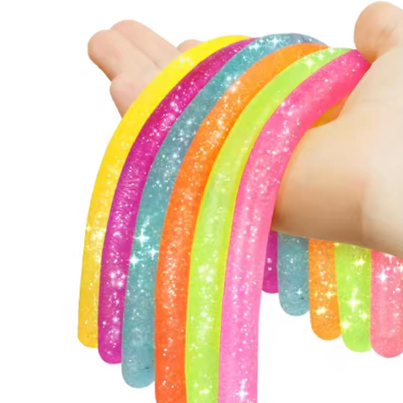 Speelgoed 5 STuks Grote Rekbare Touwen Sensorisch Gestructureerde Glanzende Fidget Noodles Stressverlichting Cadeaus Feestartikelen voor Tieners Jongens Meisjes