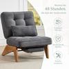 Modern Adjustable Backless Fabric Lounge Chair with Footrest, Lumbar Cushion and Wooden Legs for Living Room/bedroom/study Room (grey Corduroy)