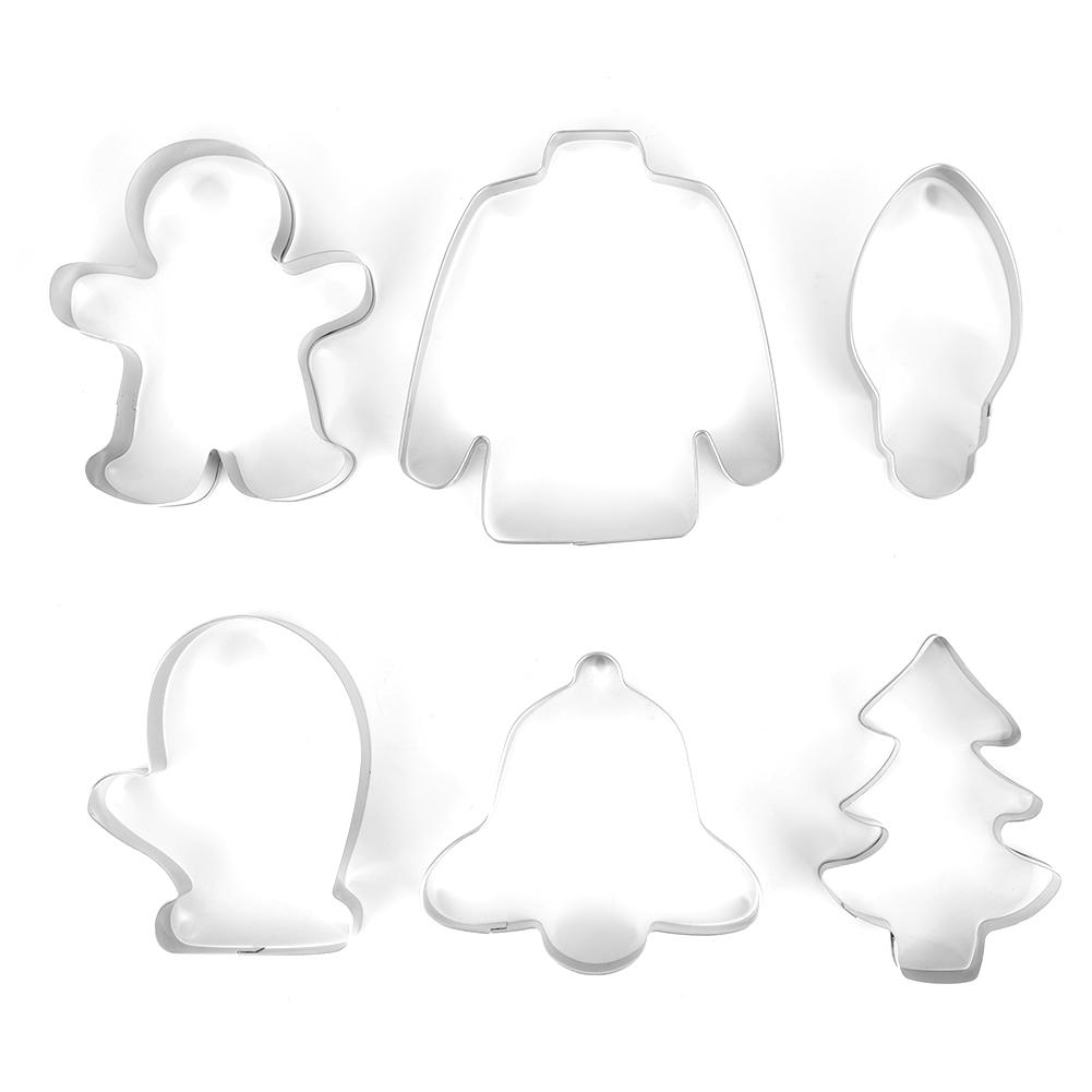6Pcs/Set Household Kitchen Stainless Steel Cookies Mould Christmas