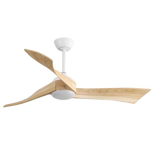Sofucor Solid Wood  Ceiling Fan with LED Light, Remote Control, DC Power Supply, 132 cm, Timer, For Bedroom and Living Room