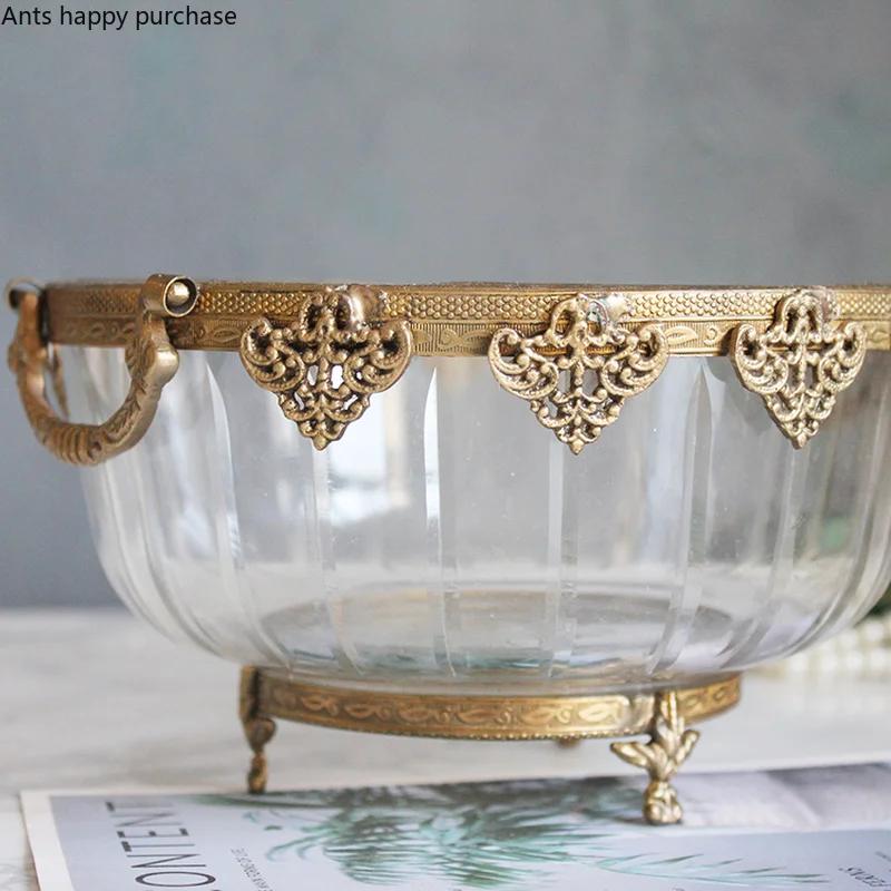 Bol cu Fructe Binaural Alama Bol din Sticlă de Cristal Farfurie pentru Fructe Tavă Decorativă pentru Depozitare Boluri pentru Salată Tavă pentru Gustări Formă de Tort Farfurie pentru Desert