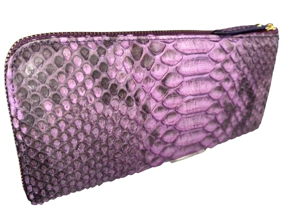 

Long Wallet Zipper Type Diamond Python Genuine Leather Purple [GUODI] L-shaped TK-20LW067