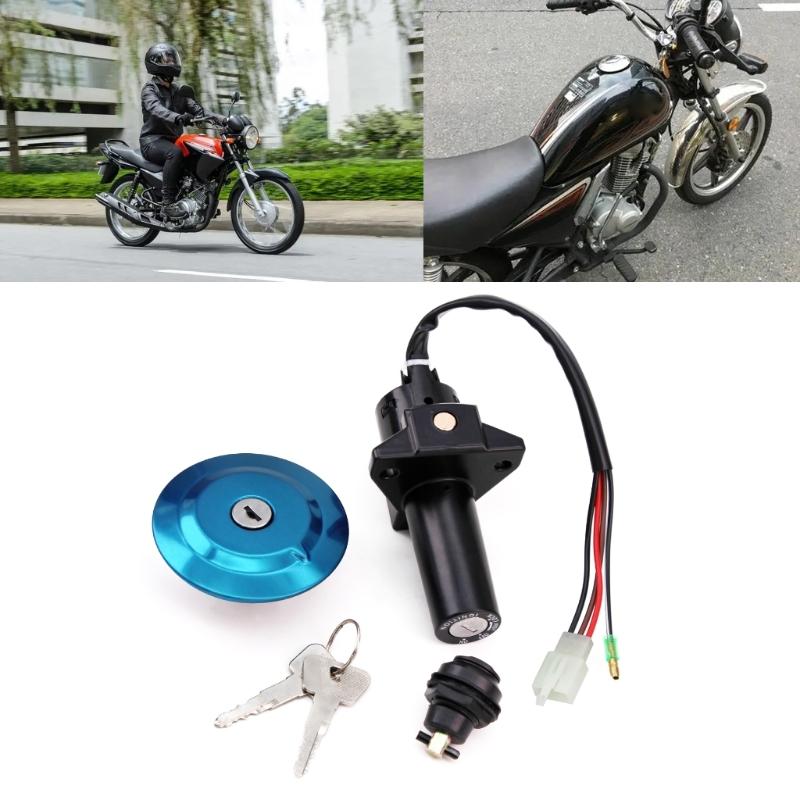 Motorcycle Locking System Motorbike Ignition Switch Lock Door/Fuel Tank Caps Lock Key Motorcylce Accessories for YBR125