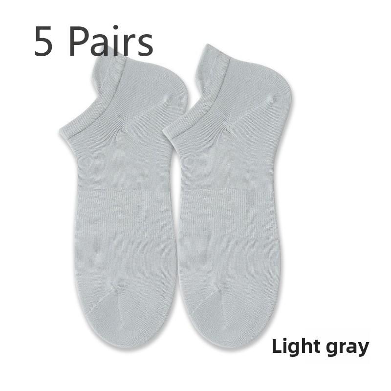 5 Pairs Socks for Men Spring Summer Simple Antibacterial Sweat Wicking Deodorant Men's Boat Socks Tight-woven Boat Socks