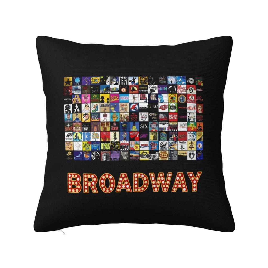 Broadway Musical Theatre Logos - Hand Drawn Square Pillowcase Cushion Cover Pillow Case Throw Pillow Cover for Home Sofa