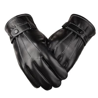 Herbst und Winter Herren PU Touchscreen Handschuhe mit drei Rippen und Samt Winddicht und Wasserdicht Outdoor Radfahren.