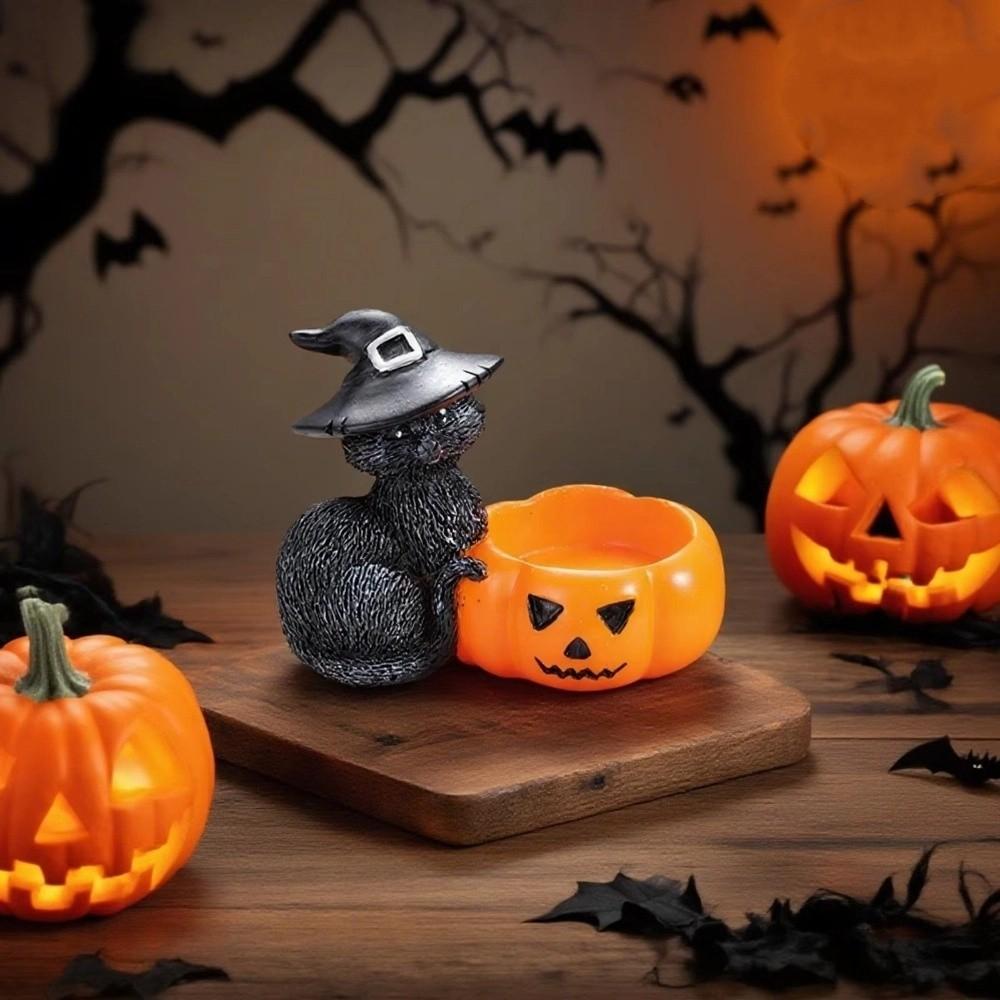 Resin Pumpkin Candelabra Cartoon Ghost Candlestick Halloween Candle Holder  Halloween Decoration
