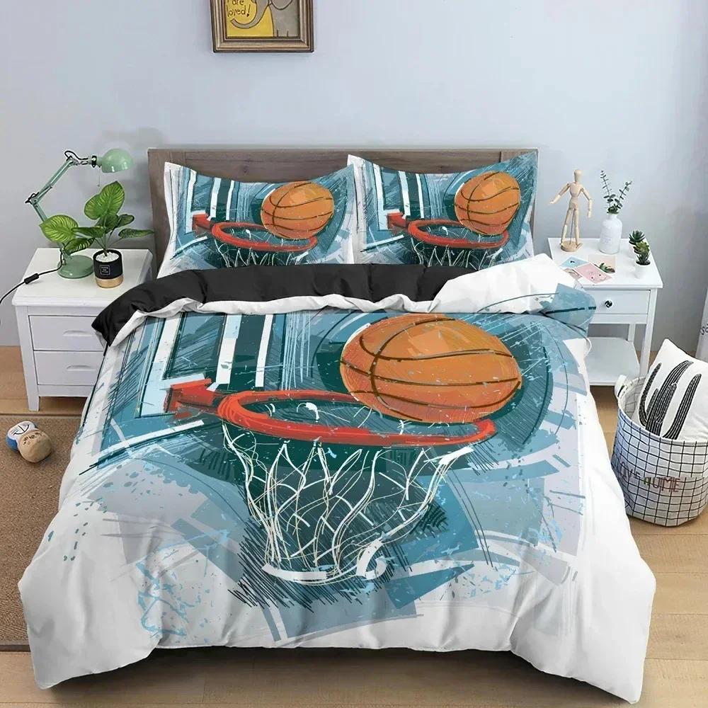 3D basketbalové ložní prádlo do ložnice chlapce Povlak na přikrývku Jednolůžkový povlak na přikrývku velikosti King Bytový textil