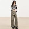 Women's High-Waist Fleece-Lined Wide-Leg Jeans, Retro Workwear Style for Autumn/Winter 2024