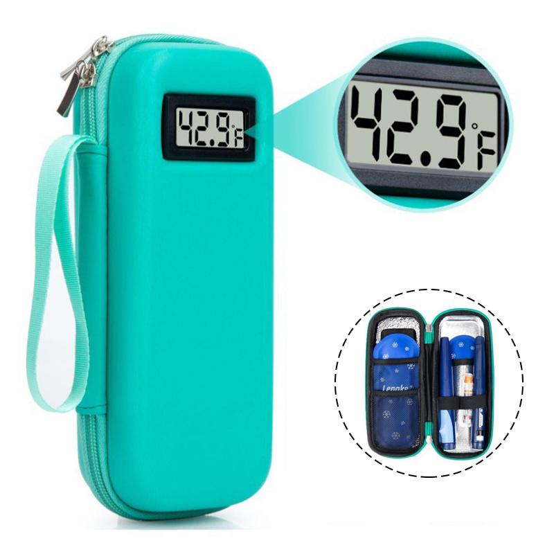 Insulin Cooler Travel Case With Thermometer Display Diabetic Cooler Medication Refrigerated Insulin Pen Organizer Bag Waterproof