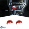 Center Central Gear Shift Head Knob Trim Cover For Ford Mustang Red Carbon Fiber