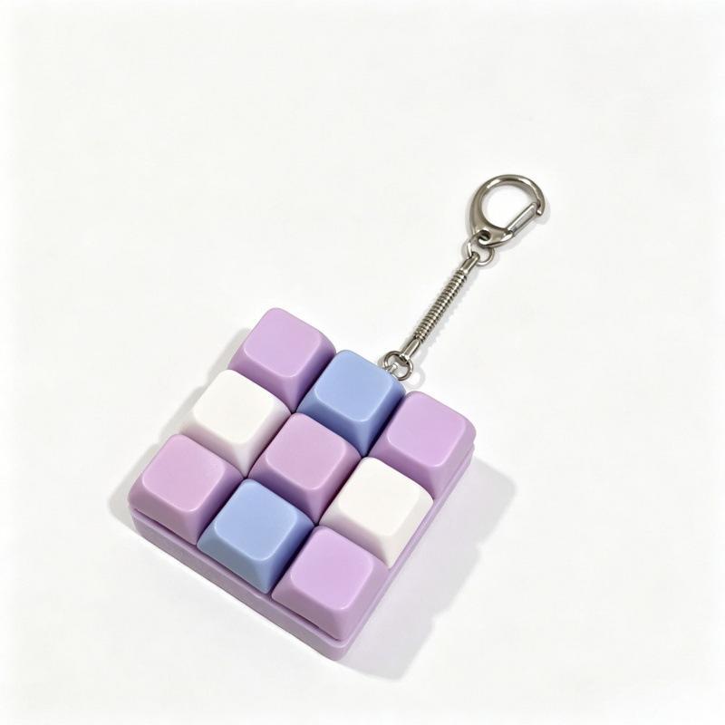 Cute Pastel Keyboard Fidget Keychain Clickable Buttons Fun Stress Relief Toy Ideal Holiday Gift for Kids Adults Office Staff
