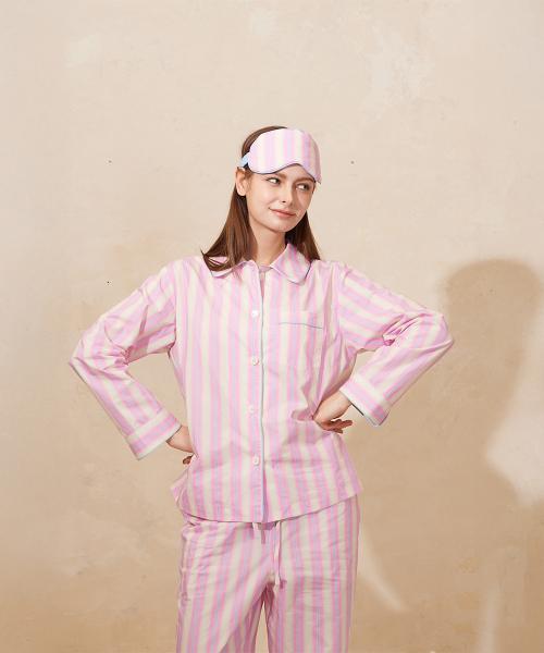 [2Dreamers] Baumwoll-Pastellstreifen-Pyjamaset [Versand aus Korea] 100% Authentisch