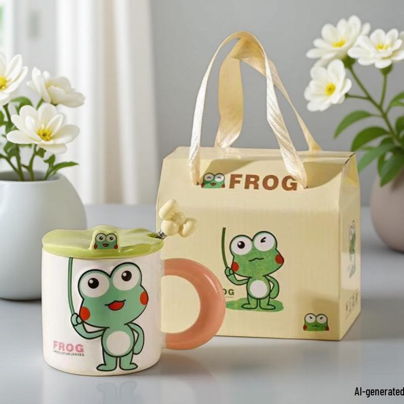 Cute Frog Cartoon Ceramic Cup Set - Creative Children's Souvenir Gift