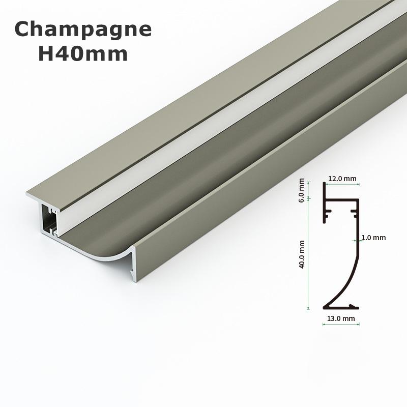 0.5m/1m H40/50/65mm LED Baseboard Bar Light Aluminium Profile Channel Metal Wall LED Skirting for Corridor Strip Linear Lamp