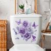Elegant Purple Flowers and Butterfly Toilet and Wall Sticker Set Waterproof Self-Adhesive Decal for Bathroom WC Decoration