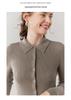 Slim Fit Polo Neck Cashmere Cardigan - Thin Wool Knit for Autumn/Winter