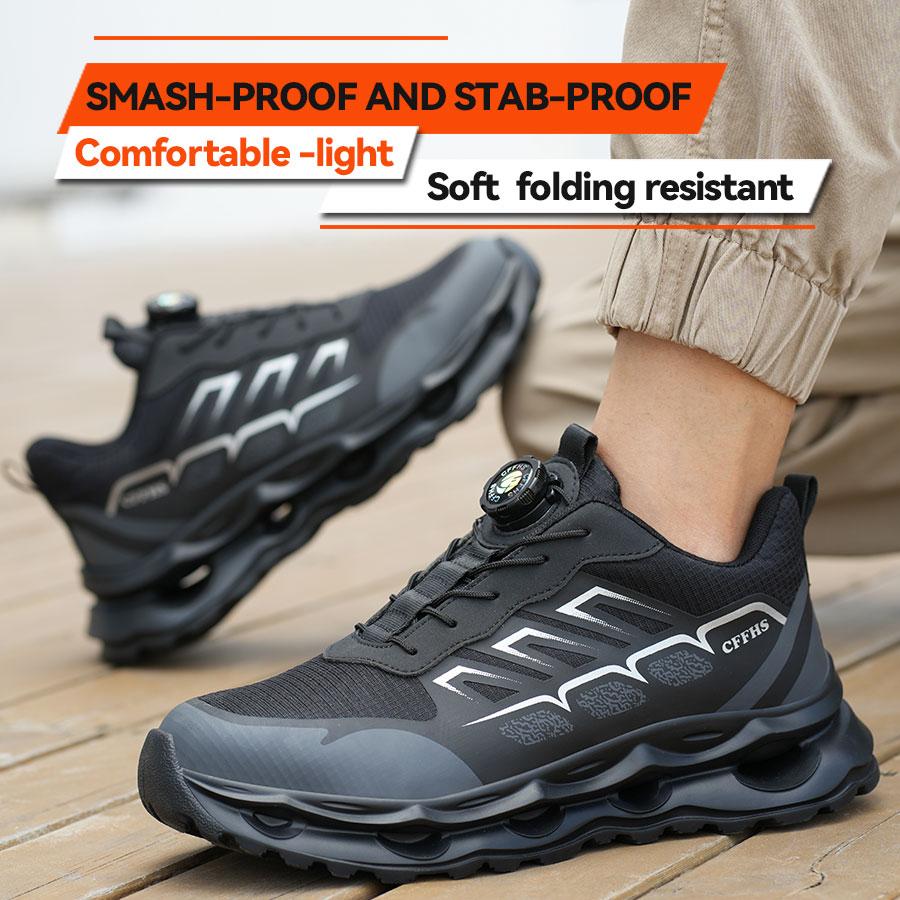 Anti-Puncture Anti-Drop Safety Shoes Slip Resistant Adjustable Work Sneakers Steel Toe Breathable Shoes Men Industrial Shoes