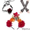 Day of The Dead Headpiece Halloween Costume Accessories Novelty Horror Gloves Set  for Women