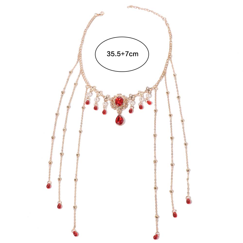 Water Droplet Clavicle Chain Tassel Chain Shiny Choker Luxury Rhinestone Necklace Bridal