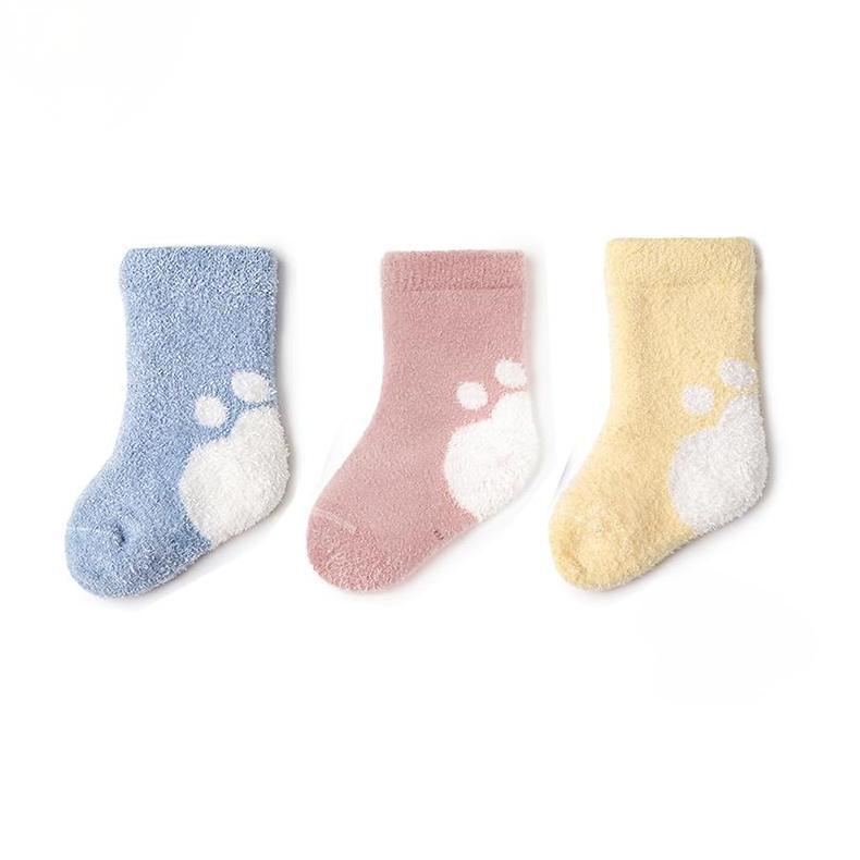 Velvet-Lined Warm Mid-Tube Socks for 0-3 Years: Autumn & Winter Baby Terry Socks
