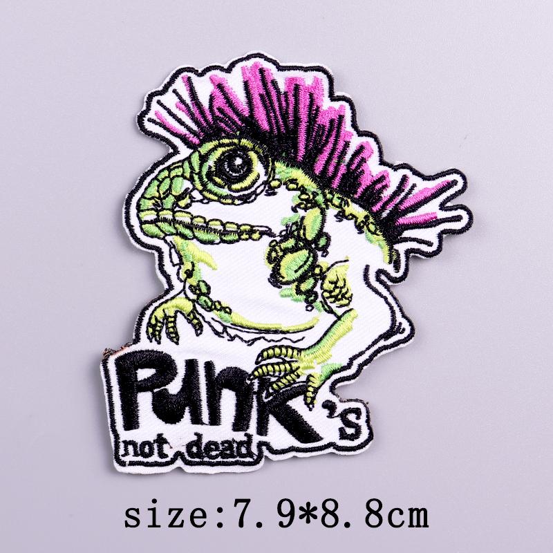 Punk Embroidery Patch Iron-On Patches For Clothing Thermoadhesive Patches On Clothes Letters Flame Embroidered Patch For Clothes