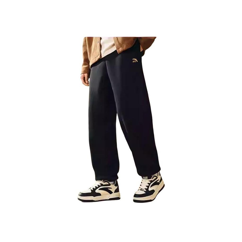 Anta Good Things Happen Series Letter Mid-Rise Comfortable Breathable Versatile Fleece-Lined Warm Cuffed Sports Pants Men Pants 152518301N-3