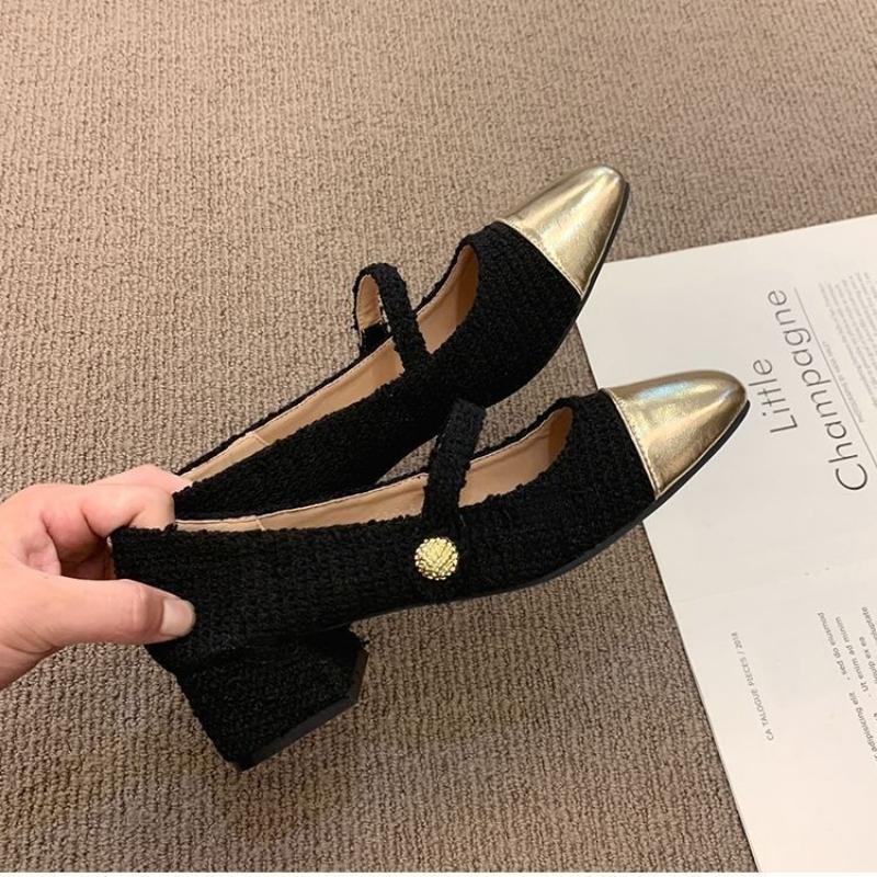 Fashion Women's Mary Jane High Heels 2024 Summer New Fashion Elegant Square Heel Thick Heel Classic Versatile Women Single Shoes