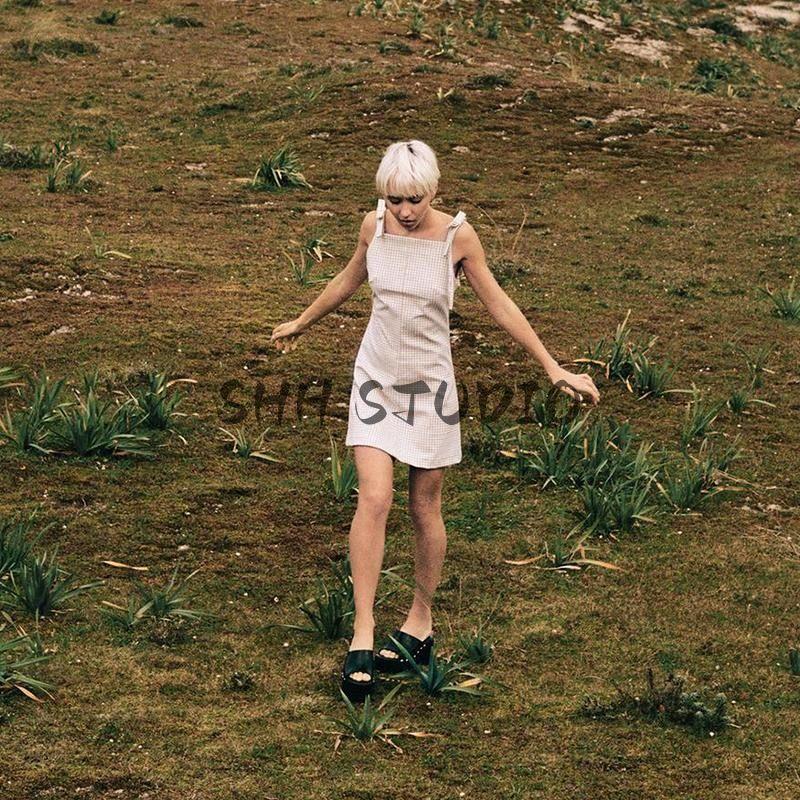 Spring New Women's Clothing Bows Shoulder Strap Straight Collar Stretch Sleeveless Sling Short Dress 3152336