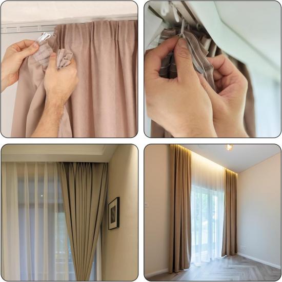 50 PCS Plastic Curtain Hooks Adjustable Pinch Pleat Ratchet System Pinch Pleat Curtain Hooks for Window Door Shower Curtain(75mm/2.95inch)