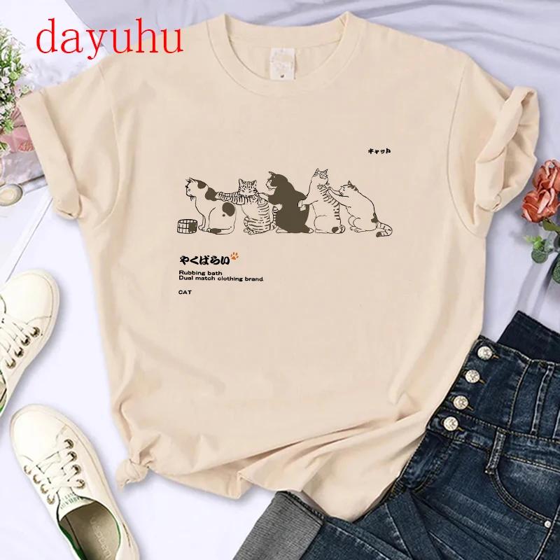 T-shirt Gatto Stile Chinoiserie Divertente Estiva Tendenza Retrò Cartone Animato Gattino Top Maglietta T-shirt Donna Design Amanti Casual Manica Corta