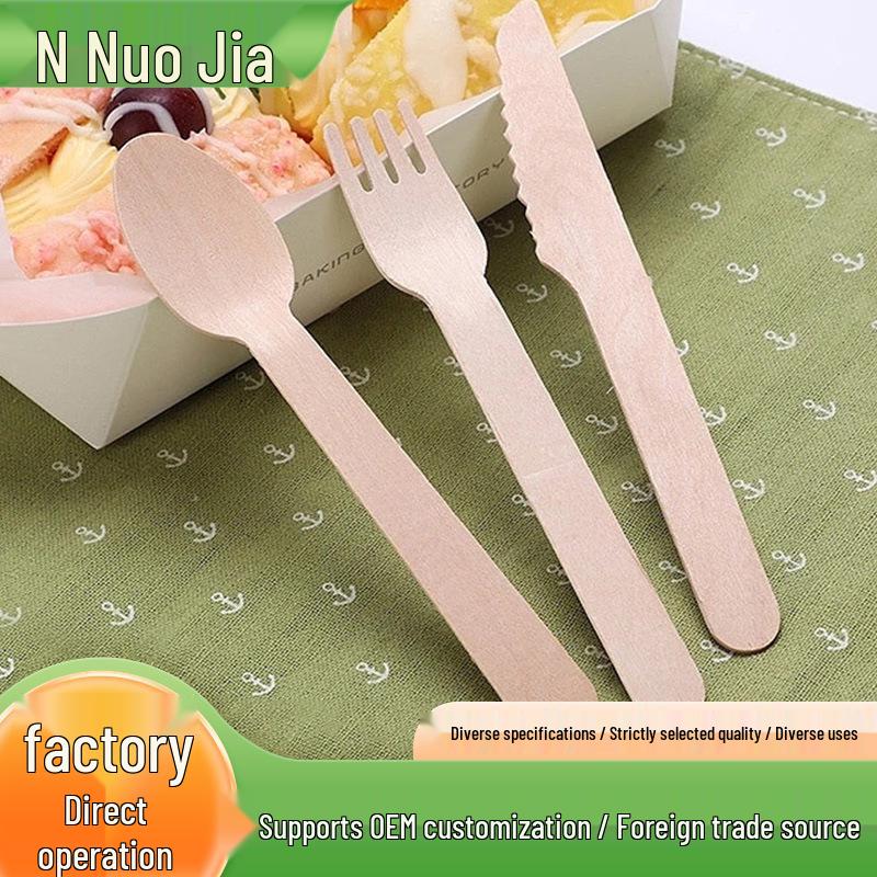 Biodegradable Wooden Cutlery Set: Spoons, Forks, Yogurt Spoons Individually Wrapped (Single Spoon)