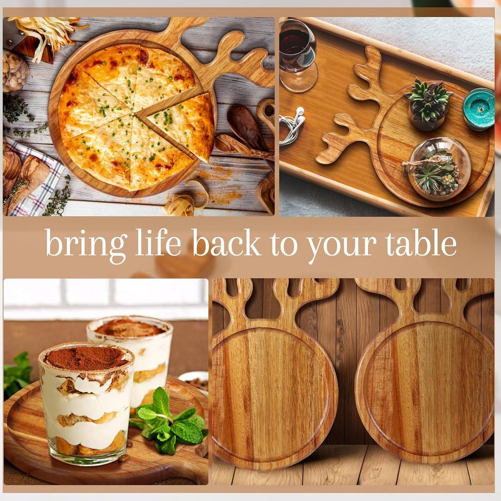 Appetizer Platter Decorative Christmas Tray Dessert/Snacks/Fruit/Cookies Wood Serving Platter Charcuterie Board Kitchen Supplies