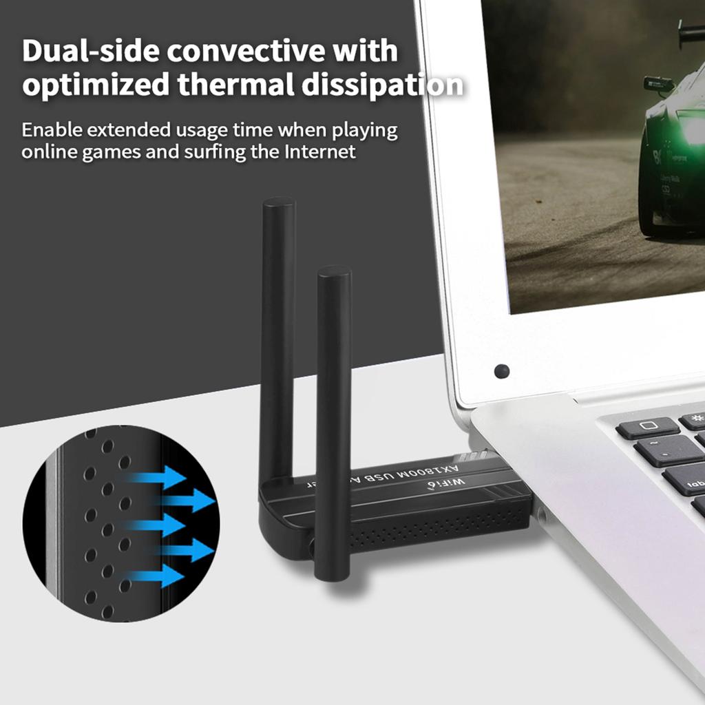 Wifi 6 USB Adapter 2.4G/5Ghz Dual Band Wireless WiFi Receiver USB 3.0 Dongle Network Card Driver Free for Laptop Computer PC