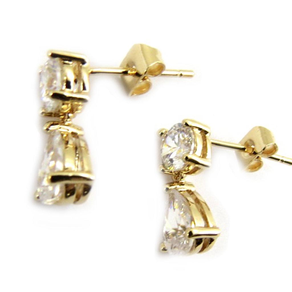Les Trésors De Lily [L4295] - Pozlacené náušnice 'Sissi' bílé zlato - 15x6 mm