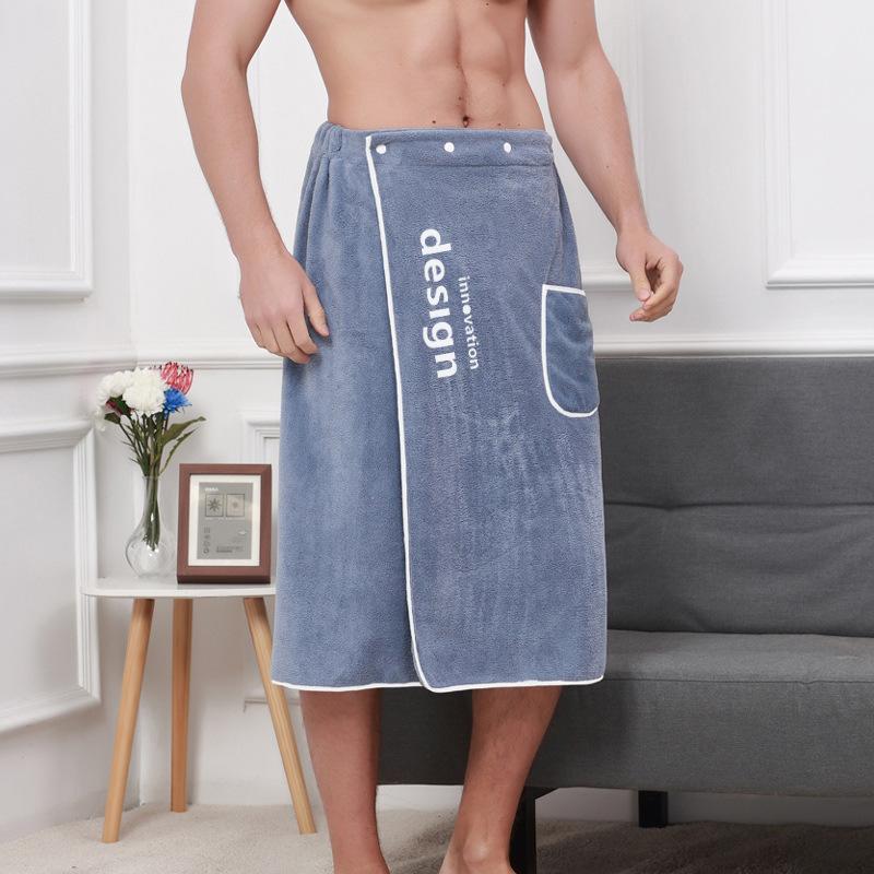 

Мужская коралловая флисовая банная юбка не пропускает воду и может носить банные полотенца для мягкого и впитывающего плавания и банного халата 70x150cm&1pc синий