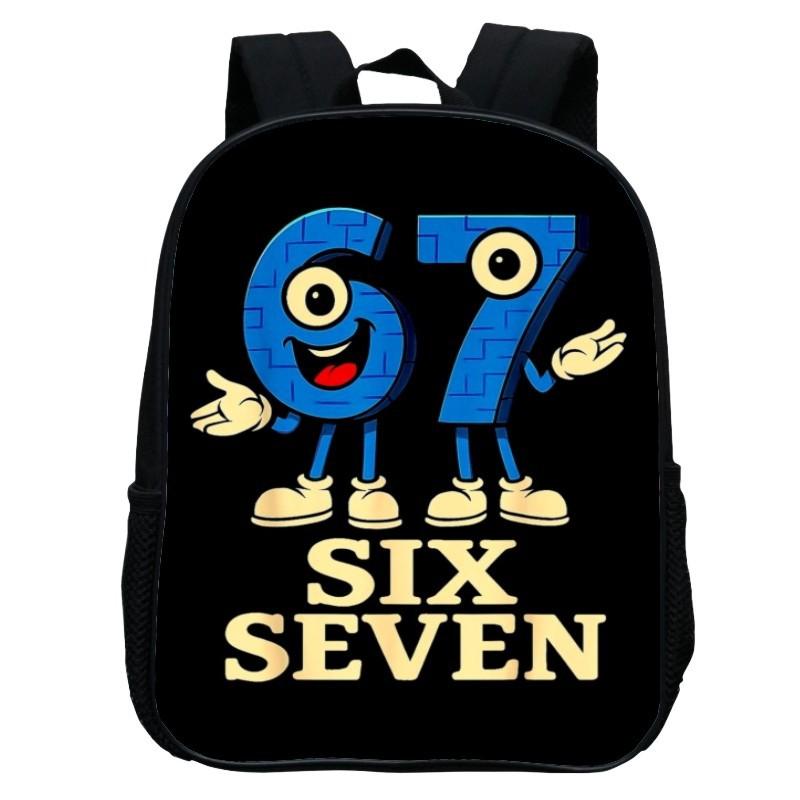 Printed Kindergarten 67 Six Seven Schoolbag, Cartoon Animation 12-inch Backpack Casual and Light