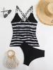 New European & American Women's Sexy Stripe Print Bikini Swimsuit
