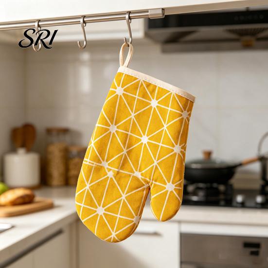 Geometric Pattern Pot Holders Holder And Glove Set Heat Resistant Anti-scald Cooking Gloves High Temperature Thick Cotton Oven Mitts Nordic