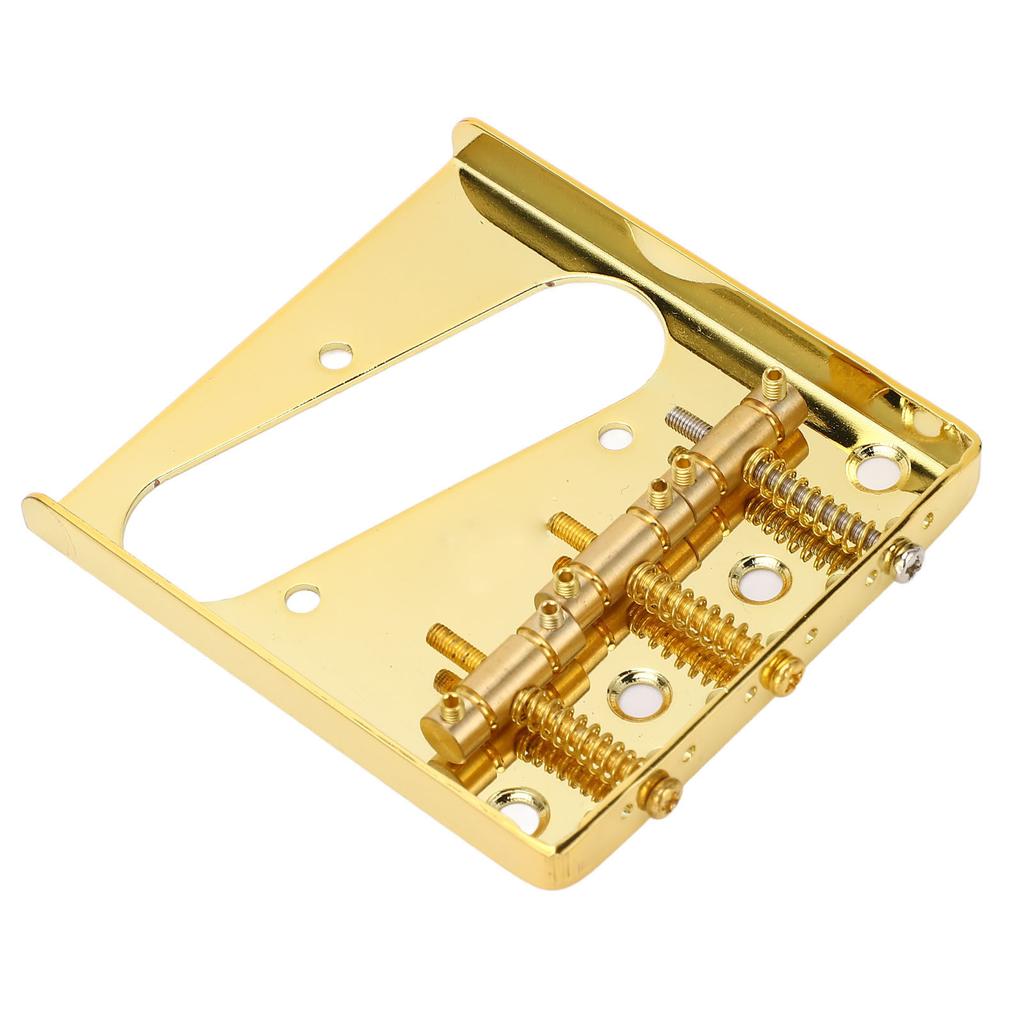 Electric Guitar Bridge Vintage Style 3 Steel Saddle Pass Through for Telecaster 54mm Gold
