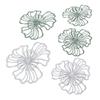 5PCS Metal Flower Wall Decor Iron Wall Art White Green 2 Layer Hollow Hanging Decor for Wall Living