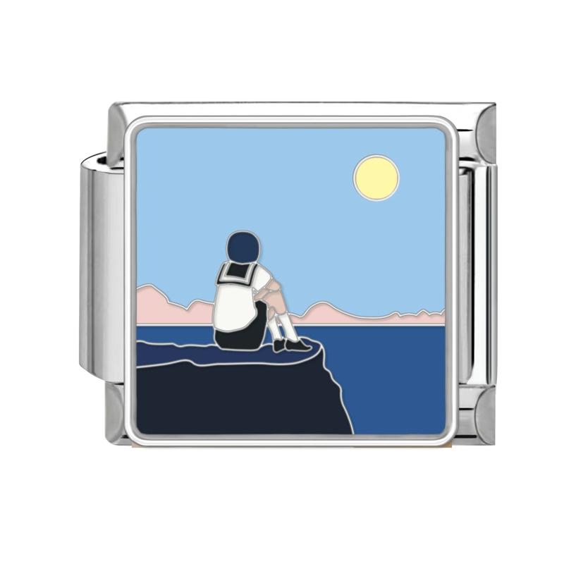 Blue Night Starry Sky Moon Star Cats Dog Heart Butterfly Italian Charm Links Fit 9mm Stainless Steel Bracelet Women DIY Making