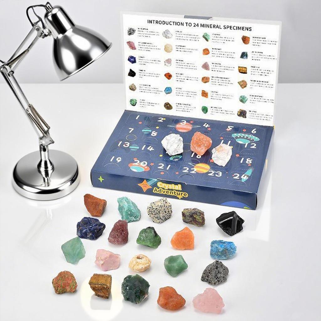 Crystal Advent Calendar 2025 Christmas Countdown Calendar 24 Days Natural Gemstones for Adults Teens Birthday Christmas Gifts