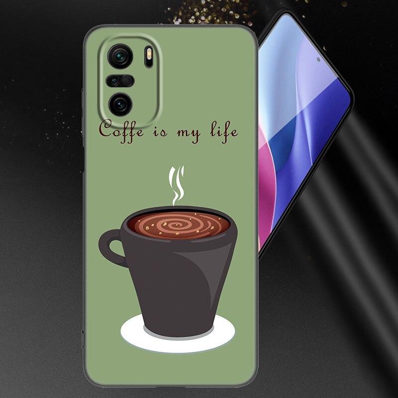 Coffee Wine Cup Phone Case For Xiaomi Mi POCO X3 NFC GT M4 M3 12 11T 10T Pro A3 11 Lite NE 5G 12X 11i F3 Soft TPU Black Cover
