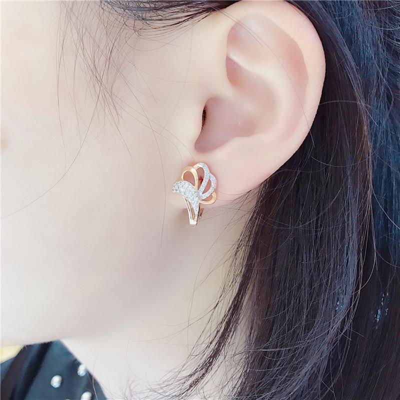 Exquisite Russian Purple Gold Imported Craft Inlaid Zircon Earrings Rose Gold Plated Exquisite Versatile Color Gold Earrings