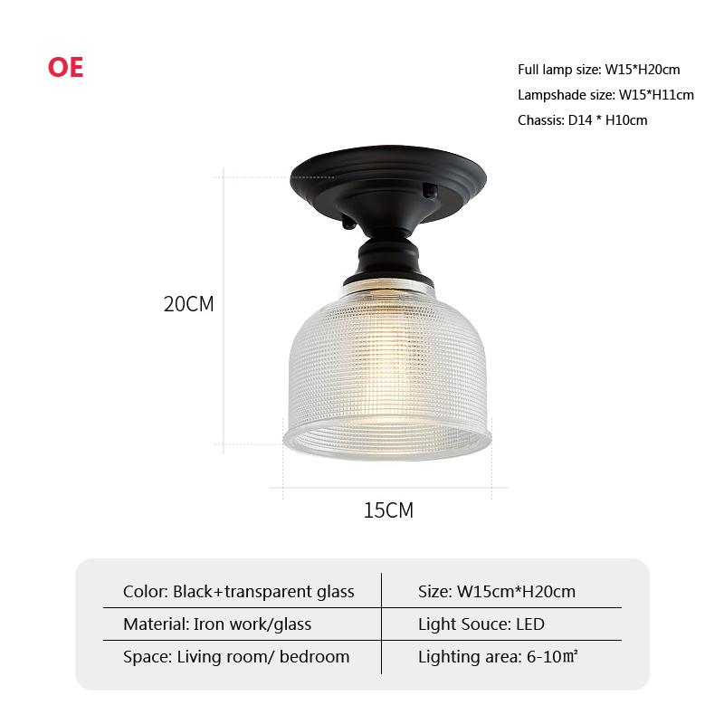 American Retro Ceiling Light Single Head Glass Cover Aisle Lighting Bedroom Corridor Staircase Balcony Creative Decor Lamp